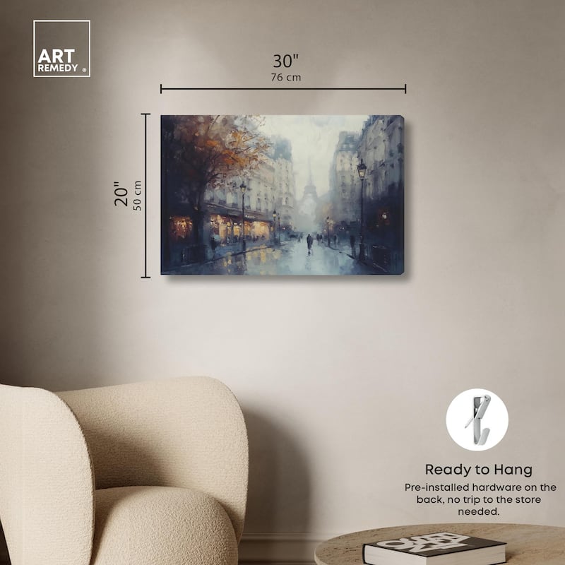 Foggy Paris Canvas by Art Remedy, Gallery Wrapped