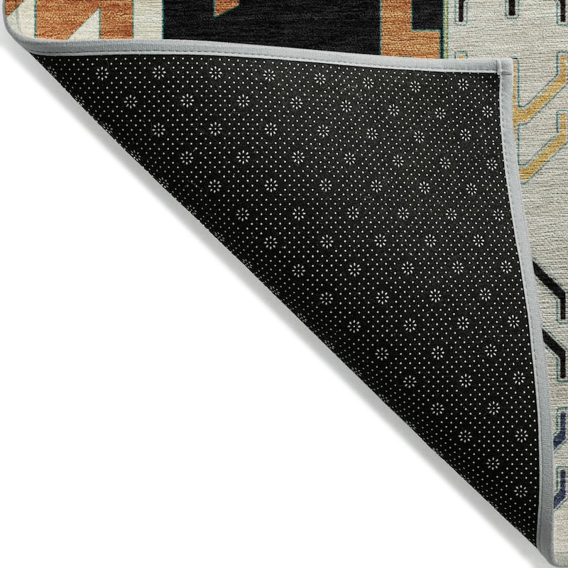 Machine Washable Indoor/ Outdoor Boho Tribal Chantille Rug