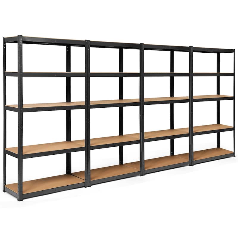 Costway 4PCS 72'' Heavy Duty Storage Shelf Steel Metal Garage Rack 5 - Black