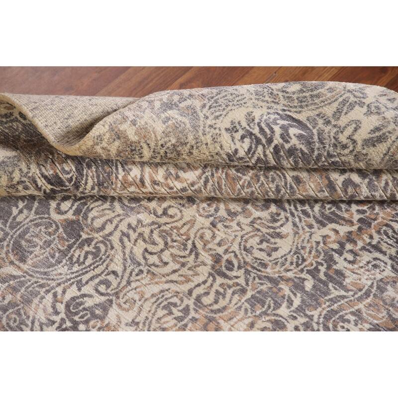 Striped Abstract Accent Rug Hand-Knotted Oriental Wool Carpet - 3'10"x 5'10"