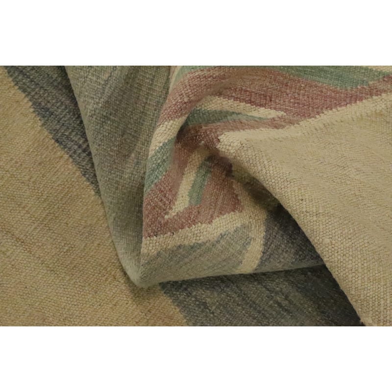 Hand Woven Oriental 100% Wool Carpet Southwestern Modern Beige & Ivories Kilim Area Rug - 4' 9'' X 3' 3''