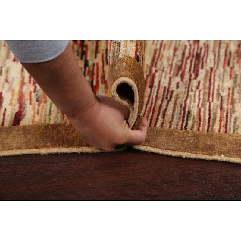Contemporary Gabbeh Kashkoli Striped Area Rug Hand-knotted Wool Carpet - 3'8" x 6'6"