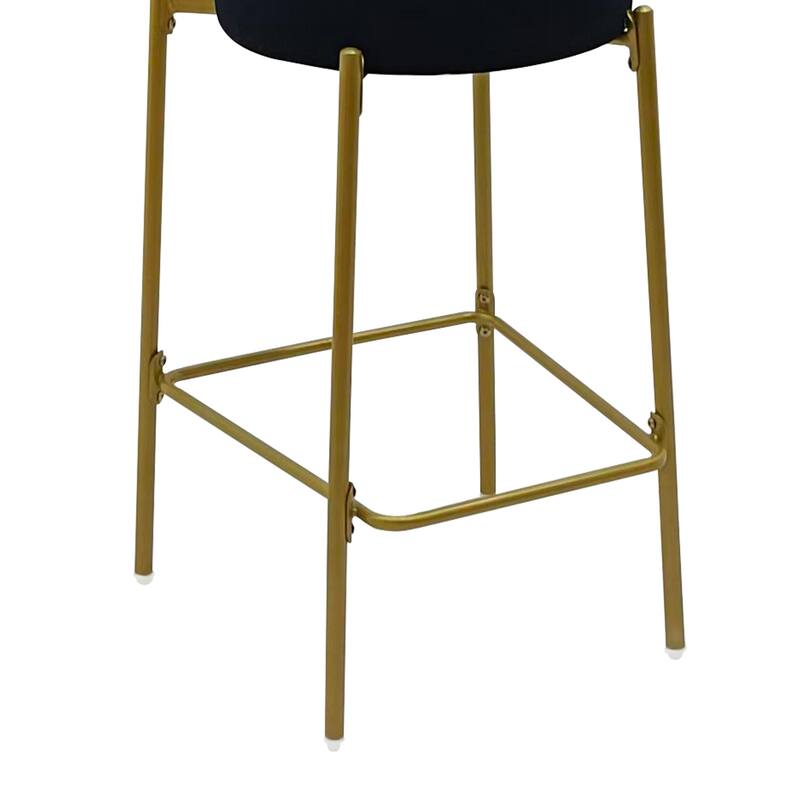 GDFStudio - Lunara Modern Velvet Upholstered Bar Height Bar Stool with Gold Metal Legs, Backrest & Footrest, Set of 2 - 41.34"H