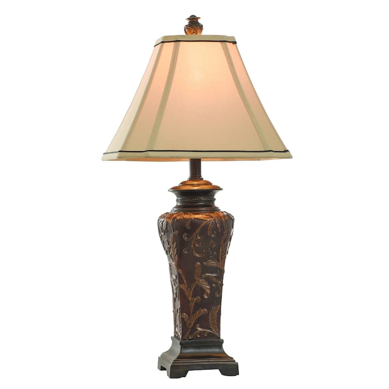 StyleCraft Zoey Crimson Table Lamp - Cream Fabric Shade