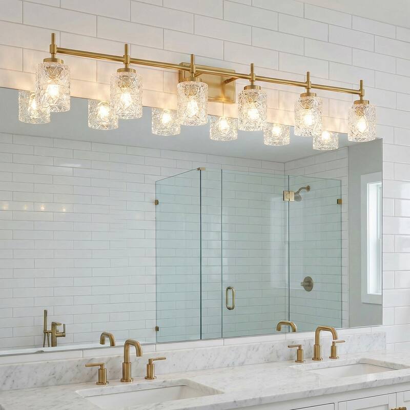 Acroma Dimmable Bathroom Vanity Light with Water Ripple Clear Shade