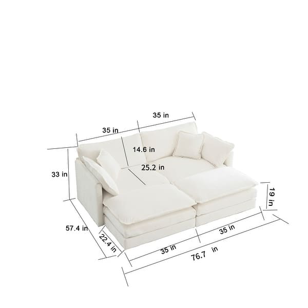 dimension image slide 4 of 23, Cloud Chenille Upholstered Modular Sectional Sofa with DIY Combination Design