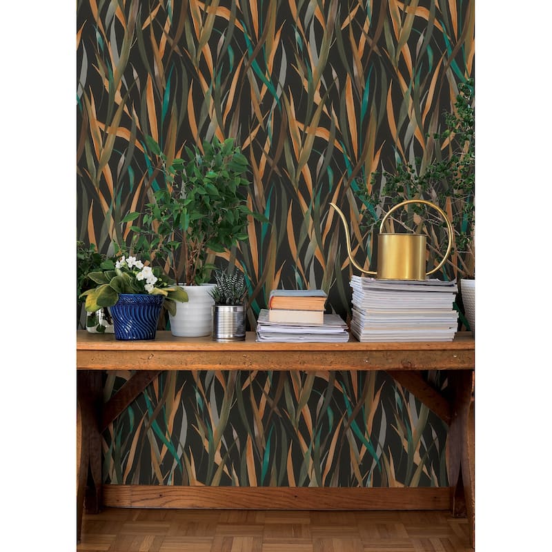 A-Street Prints Willoughby Black Fronds Wallpaper