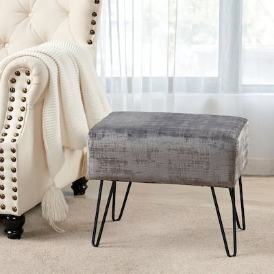 Textured Velvet Ottoman