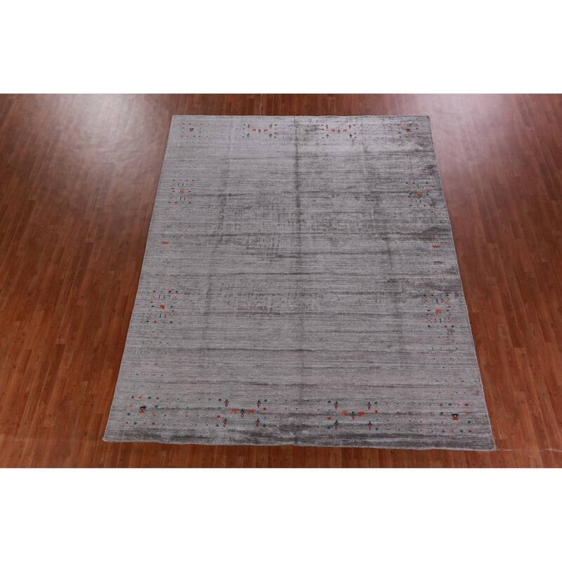 Hand Knotted Oriental 100% Wool Carpet Tribal Tribal Greys & Charcoal Gabbeh Area Rug - 11' 4'' X 8' 10''