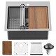 preview thumbnail 1 of 7, Karran Elite WST-20-PK1 Top Mount 25" Single Bowl Stainless Steel Workstation Kitchen Sink