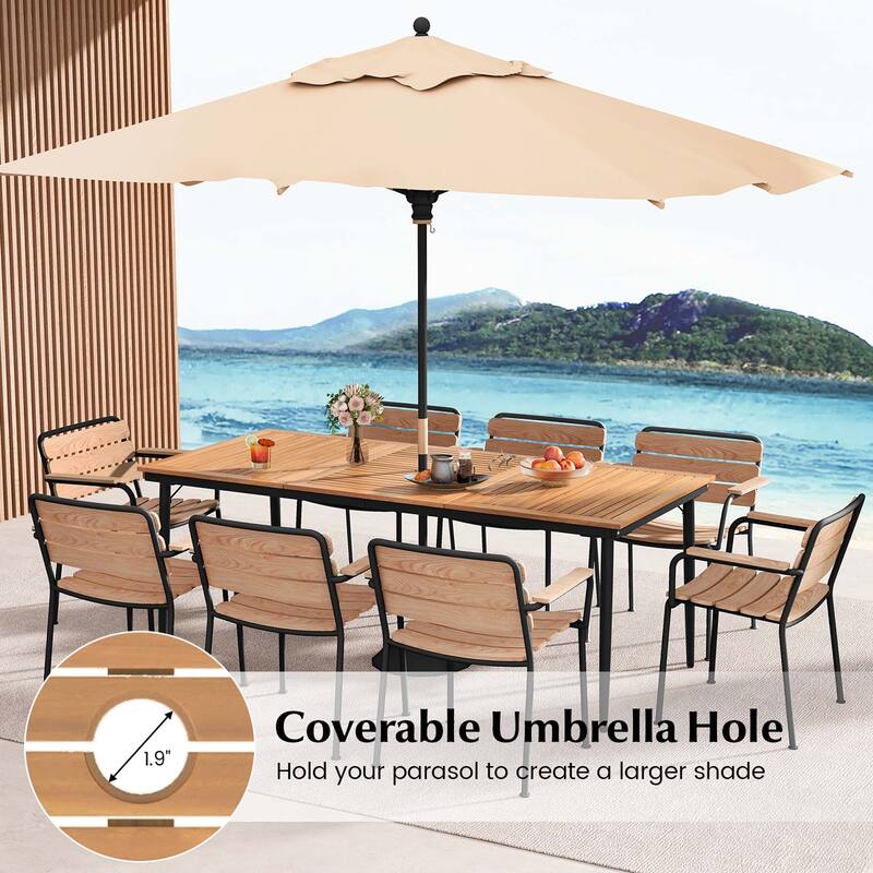 Costway 79" Outdoor Dining Table for 8 Acacia Wood Patio Table with - See Details