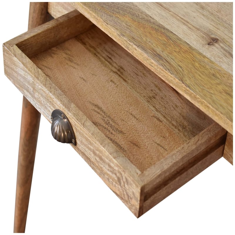 Artisan Furniture Solid Wood Mini Nordic Style Writing Desk, Brown with 1 Drawer