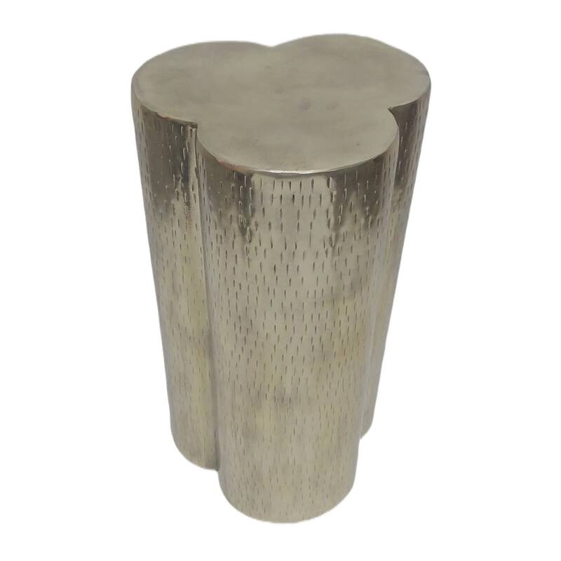 Metal Side Table with Modern Textured Base Elegant Narrow Home Decor