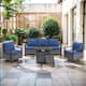Option Grey Wicker Blue Cushion