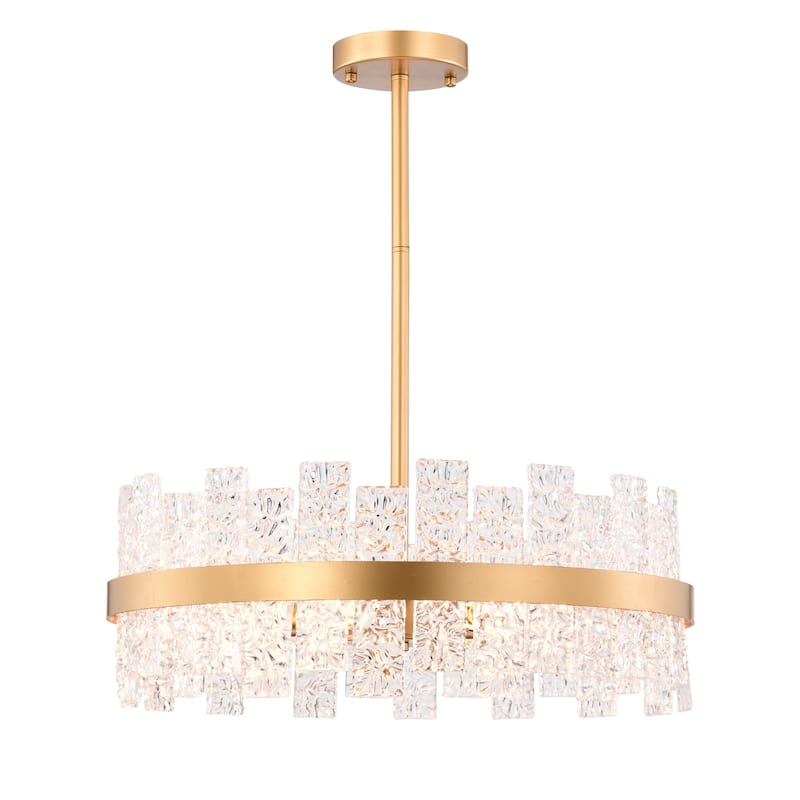 Ashling 20 Inch Ribbed Glass Design Chandelier 6 Light