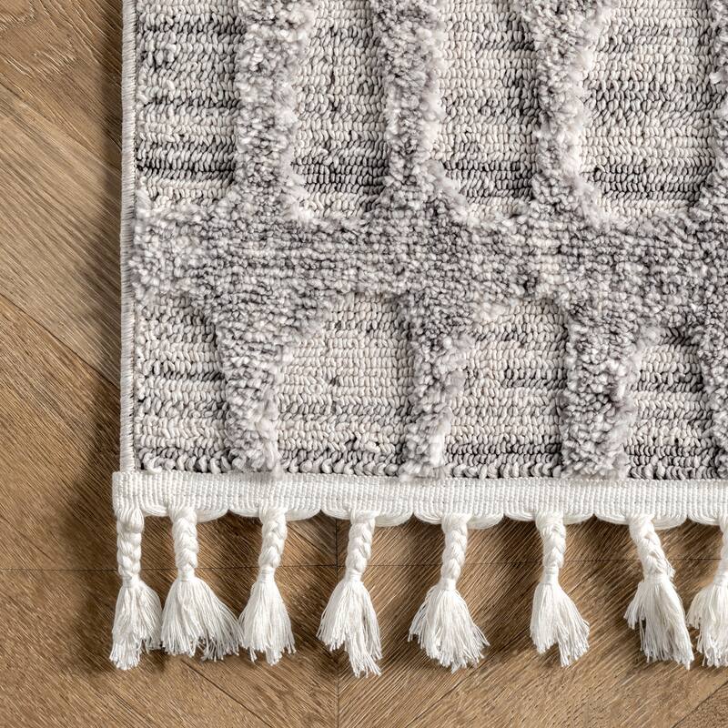 Nuloom Geometric Jean Textured Ovals Tassel Area Rug