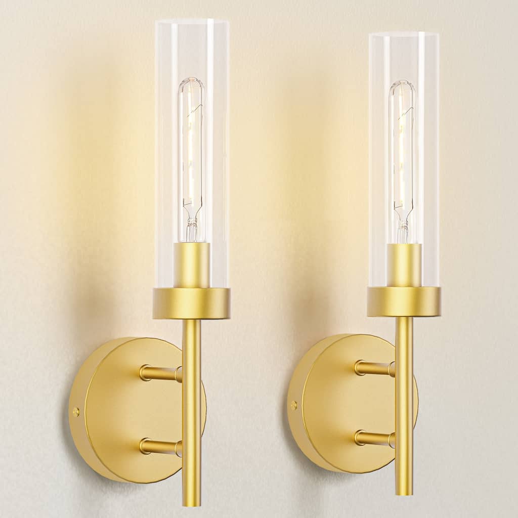 Hardwired Gold Wall Sconces Set of 2