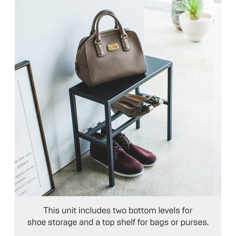 Yamazaki Home Shoe Organizer, Steel, Holds 4 pairs of shoes, Holds 4.4 lbs, No Assembly - L 7.87 x W 17.72 x H 15.75 inches