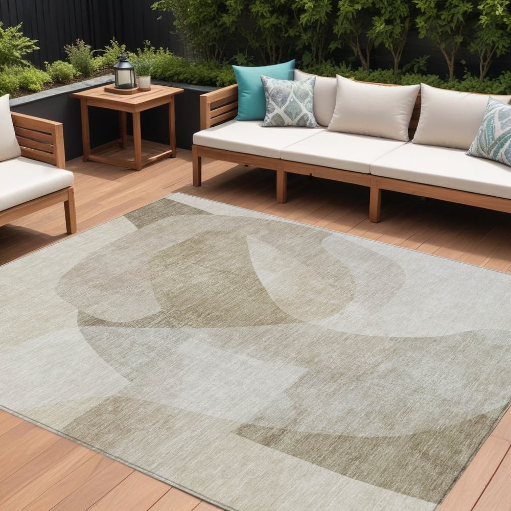 HomeRoots Abstract Transitional Rectangle Outdoor Rug