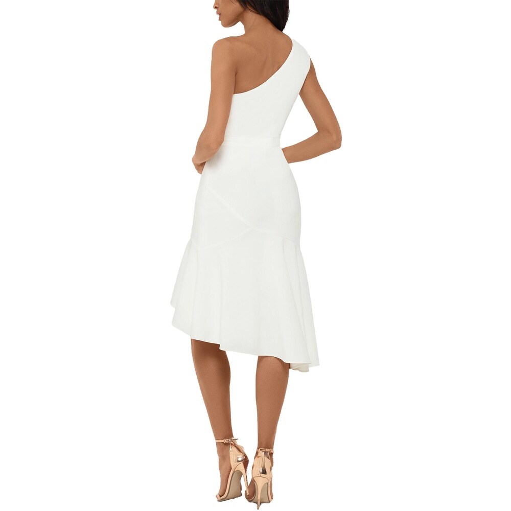 xscape flounce midi dress