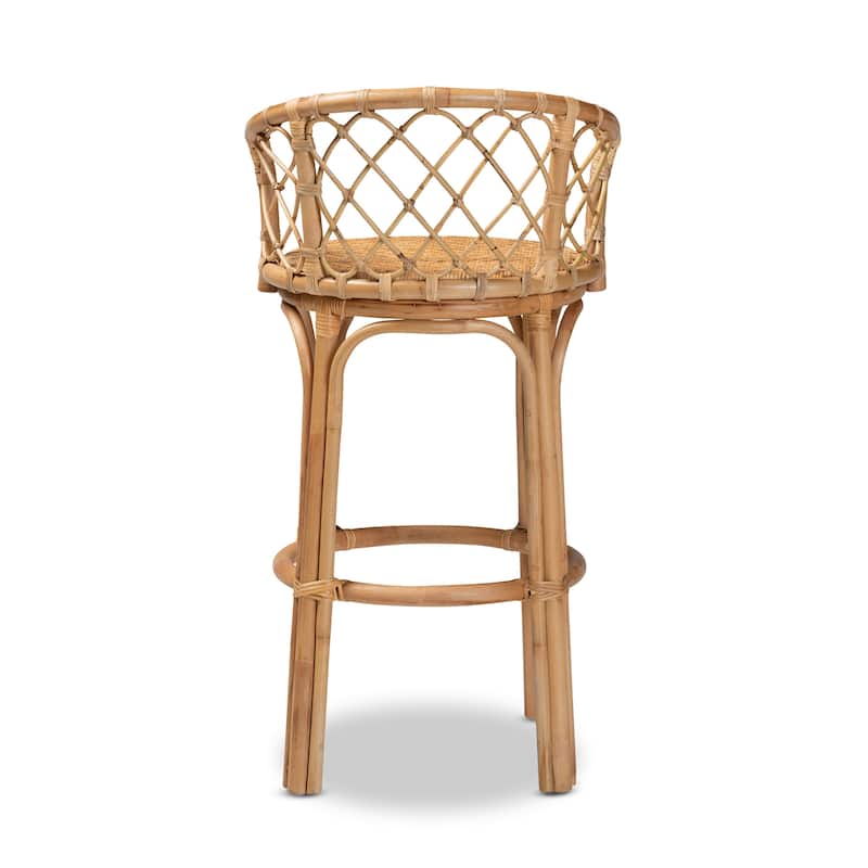 Orchard Modern Bohemian Natural Brown Rattan Bar Stool