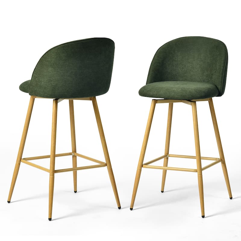 Homy Casa Upholstered Counter Stools with Curved Back and Metal Legs for Kitchen Islands,Breakfast Bars