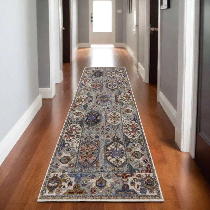 HomeRoots Oriental Traditional Runner Area Rug - 92.52 in. x 26.77 in.  x 0.28 in.