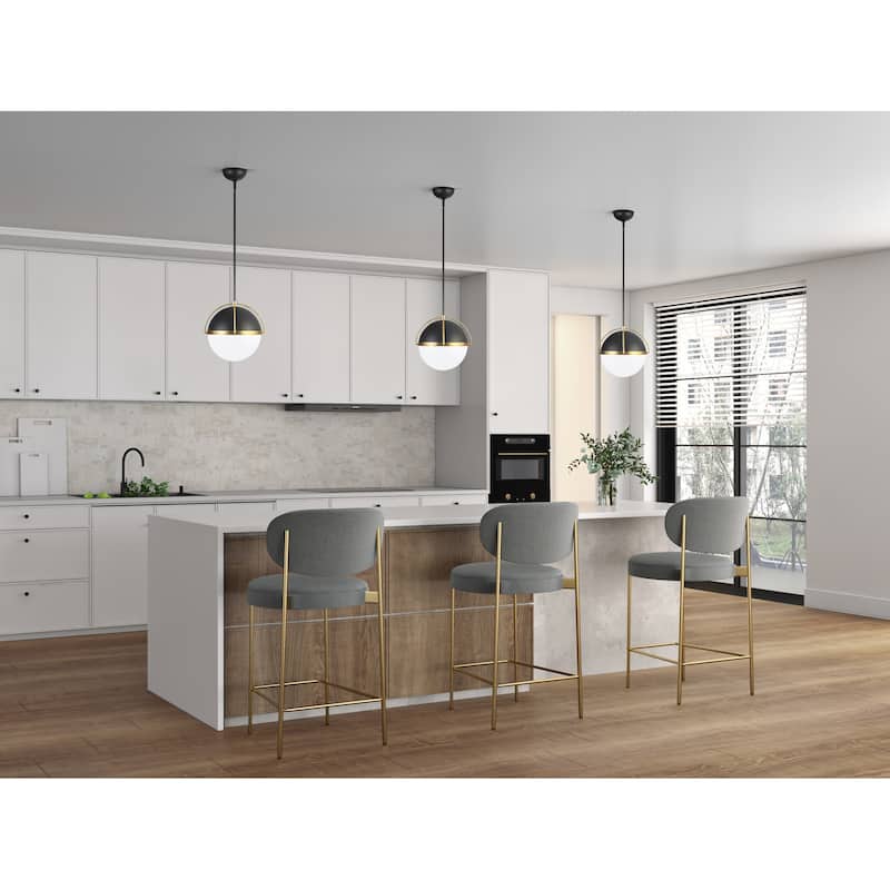 Artcraft Dahlia 1-Light Pendant 15.4" - Semi-Matte Black with Brushed Brass Accent - Semi-matte Black, Brushed Brass