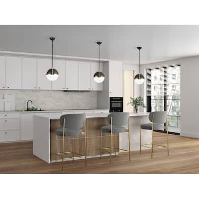 Artcraft Dahlia 1-Light Pendant 15.4" - Semi-Matte Black with Brushed Brass Accent