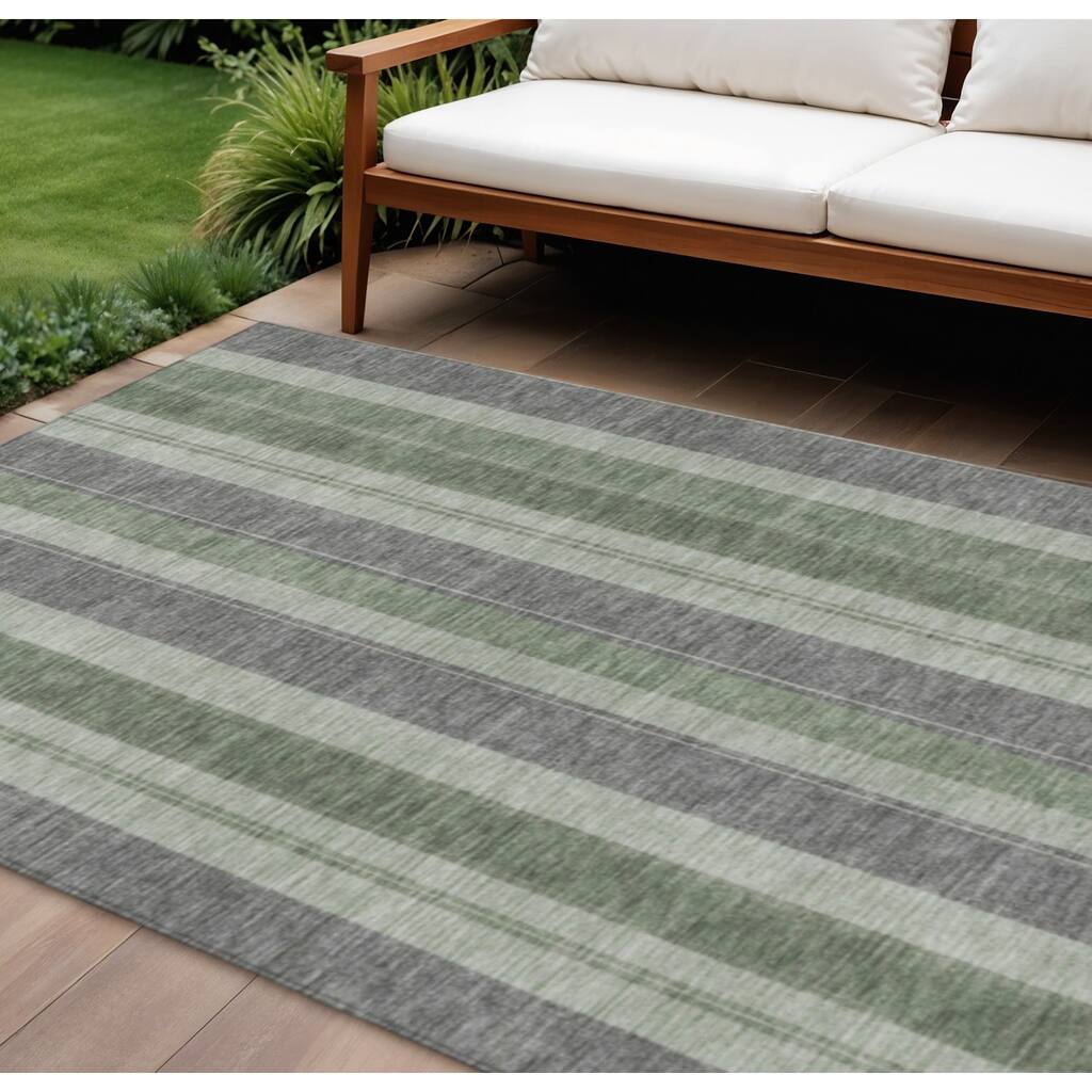 HomeRoots Striped Transitional Rectangle Outdoor Rug