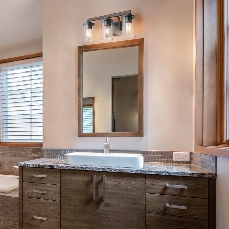 Havenside Home Modern Farmhouse 4-Light Clear Glass Vanity Light Wall Sconces