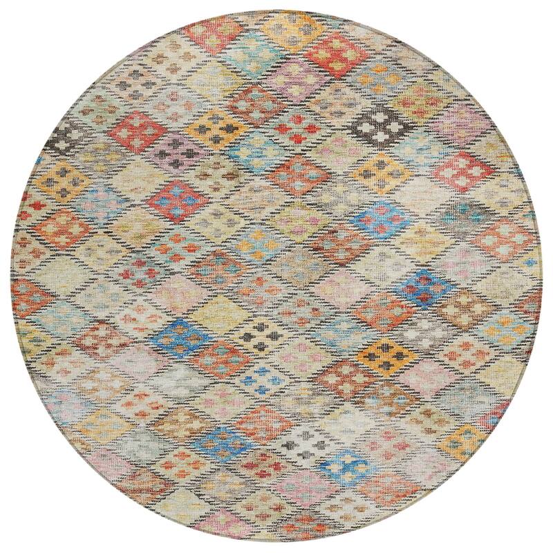Machine Washable Indoor/ Outdoor Boho Modern Chantille Rug