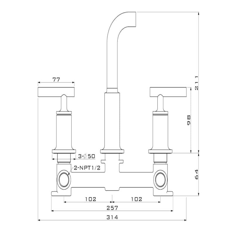 Double Handle into wall Bathroom Faucet With Double Handles
