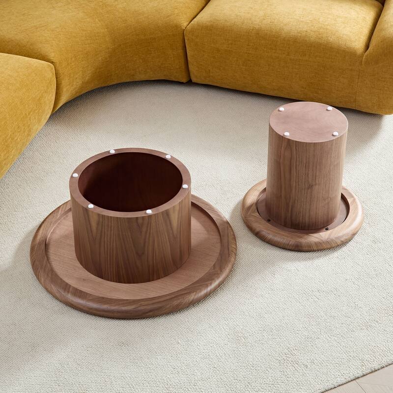 2-Piece Modern Round Coffee Table Set