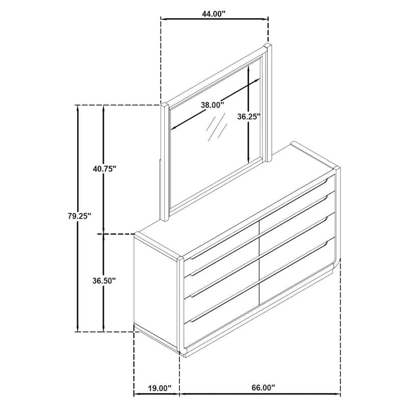 Leandro 8-drawer Bedroom Dresser with Mirror Burnished Black