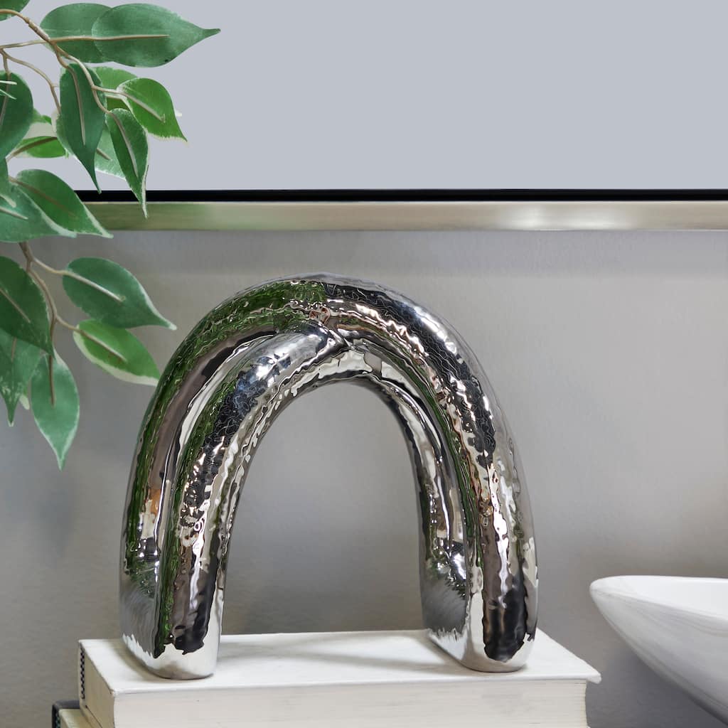 CosmoLiving by Cosmopolitan Porcelain Ceramic Arched Abstract Sculpture - Silver or Gold