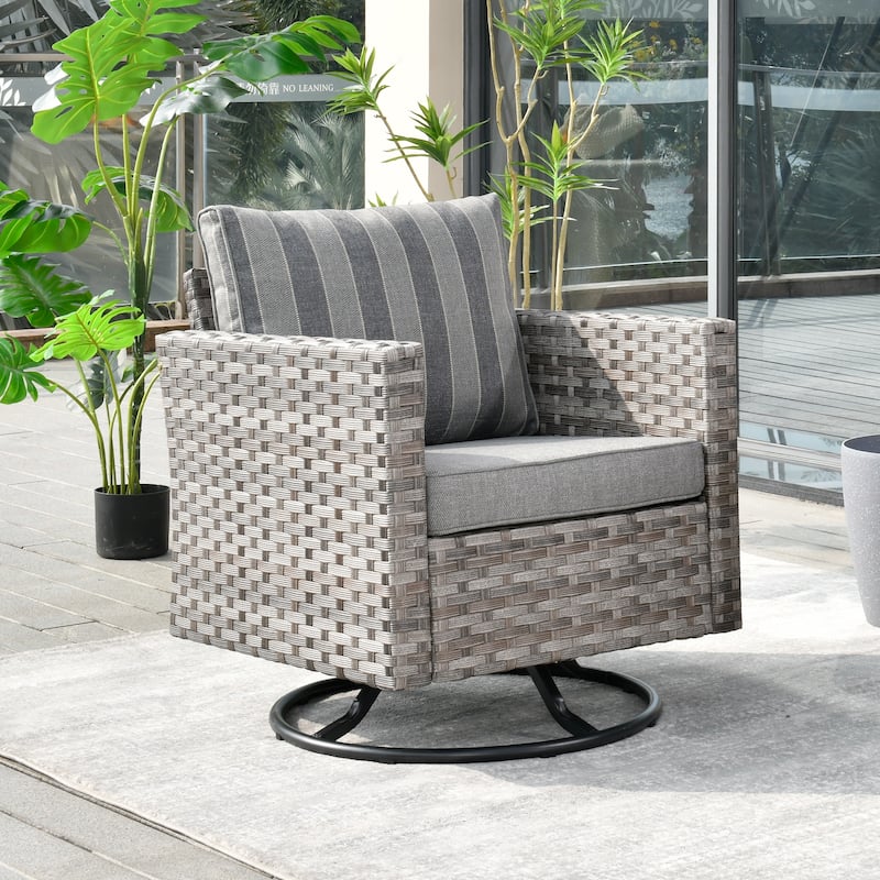 OVIOS Swivel Rocking Wicker Chair