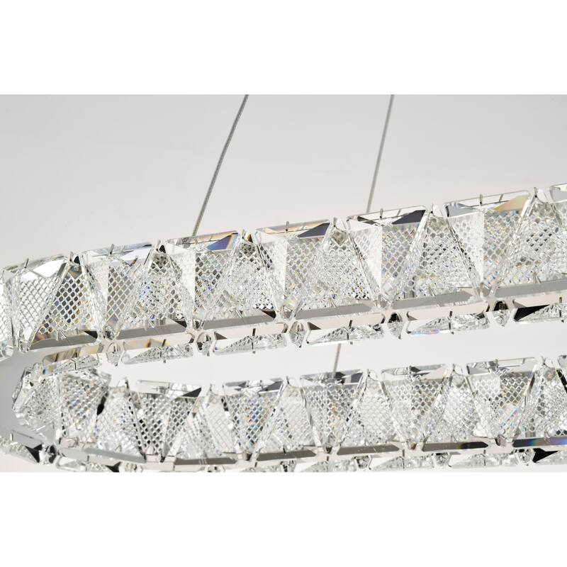 Asher LED 36 Inch Oval Pendant Polished Nickel Finish K9 Crystal - Polished Nickel