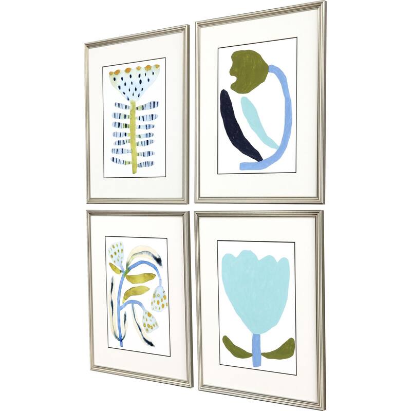 Naive Garden S/4 Framed Art Giclee Under Glass