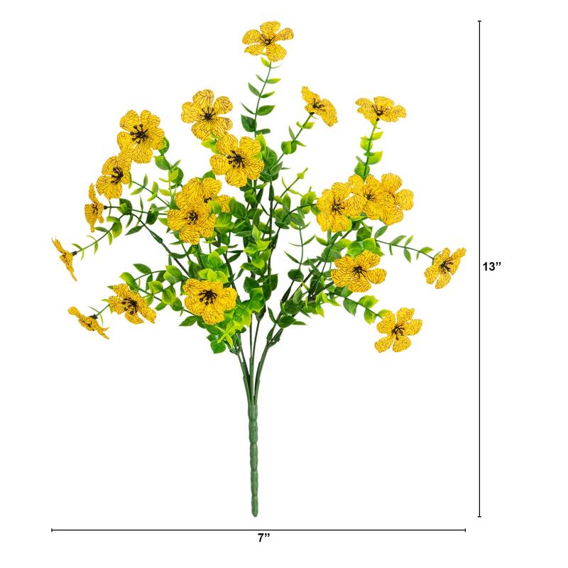 13-in UV Resistant Artificial Daisy Bush (Indoor/Outdoor) - Set of 12