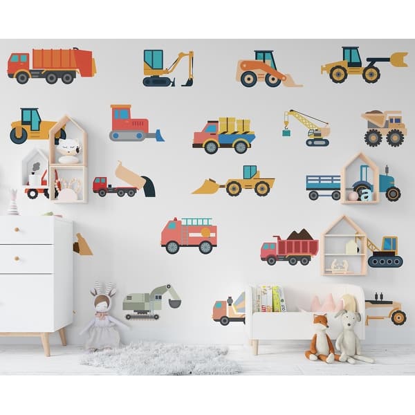 slide 2 of 5, Truck Wall Decals - Construction Truck wall Nursery Decor 22x35