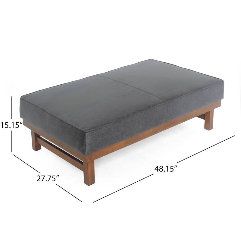 Hillman Modern Microfiber Cocktail Ottoman with Wood Frame by Christopher Knight Home
