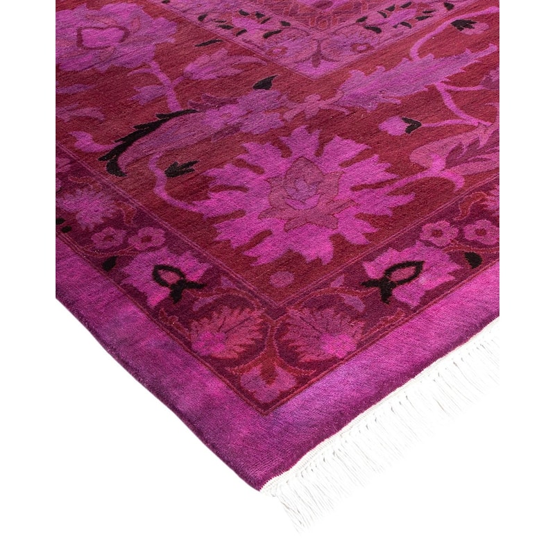 Overton Handknotted Wool Vintage Inspired Contemporary Overdyed Purple Area Rug - 15' 5" x 12' 2"