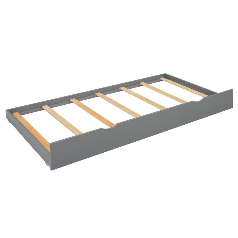 Queen Size Wood Storage Platform Bed with Twin-XL Trundle and Built-In USB Charging and 750lb Capacity