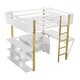 preview thumbnail 11 of 37, Stylish Design Full Size Solid Wood Loft Bed Kids Bed with Built-in Storage Cabinet and Cubes, Foldable desk