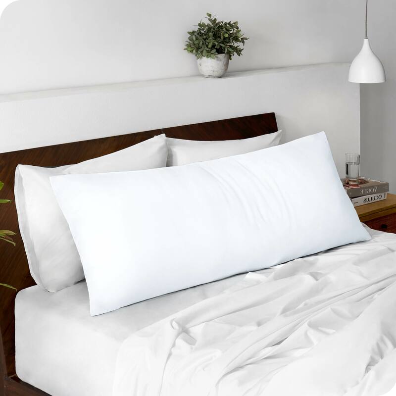 Bare Home Microfiber Body Pillow Cover with Zipper Closure - White