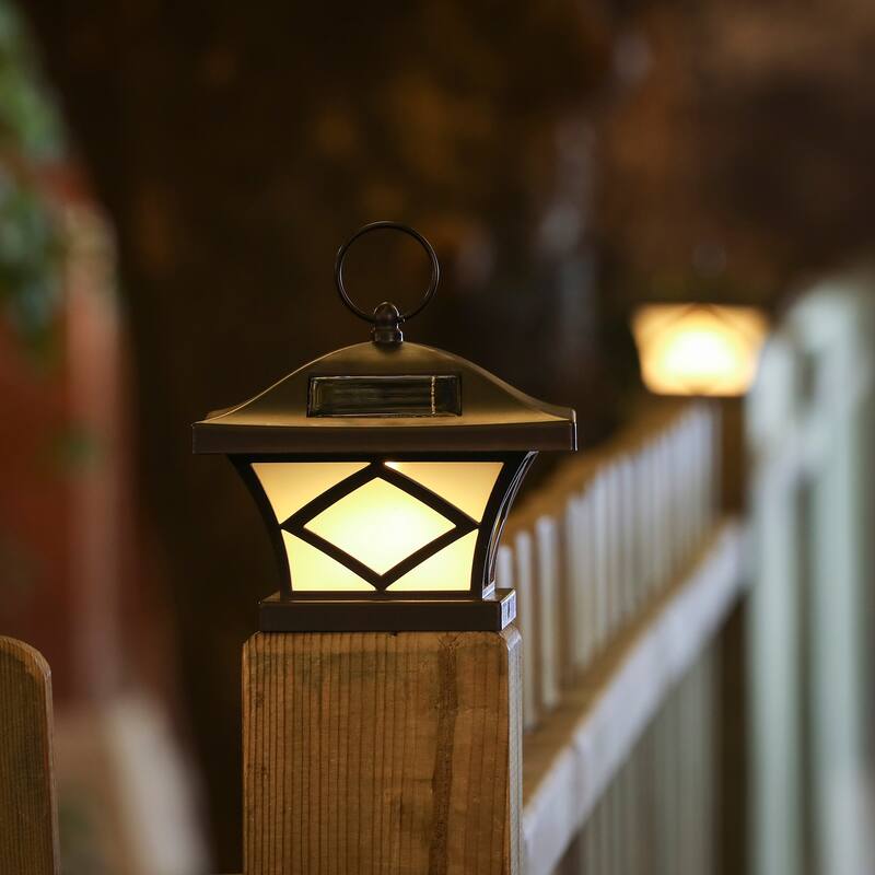 Set of 2 Solar Powered 4x4 Post Caps Lights