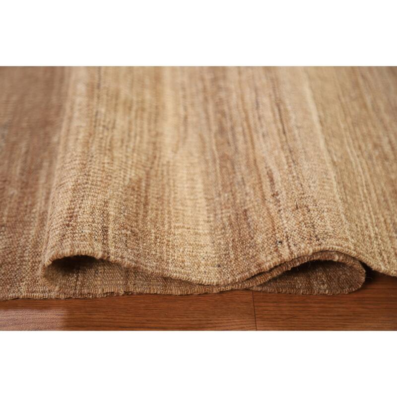 Earth Tone Kilim Modern Area Rug Reversible Flat-weave Wool Carpet - 4'11"x 6'8"