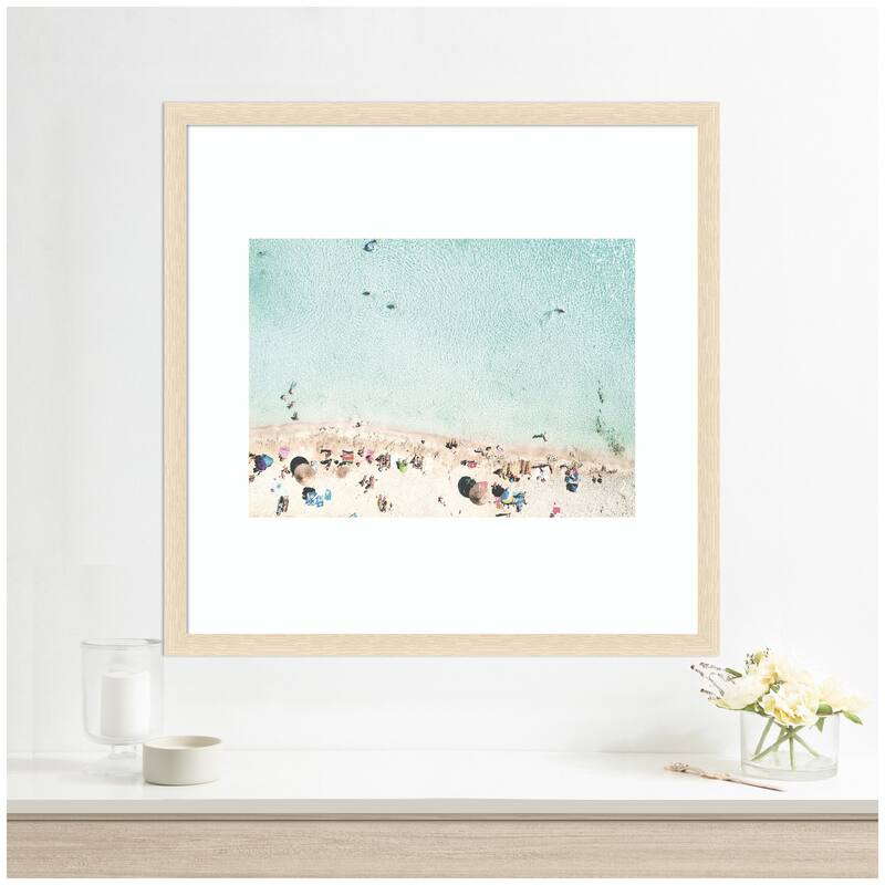 Kate and Laurel Turquoise Beach from Above No. 2 by Amy Peterson Framed Wall Art Print