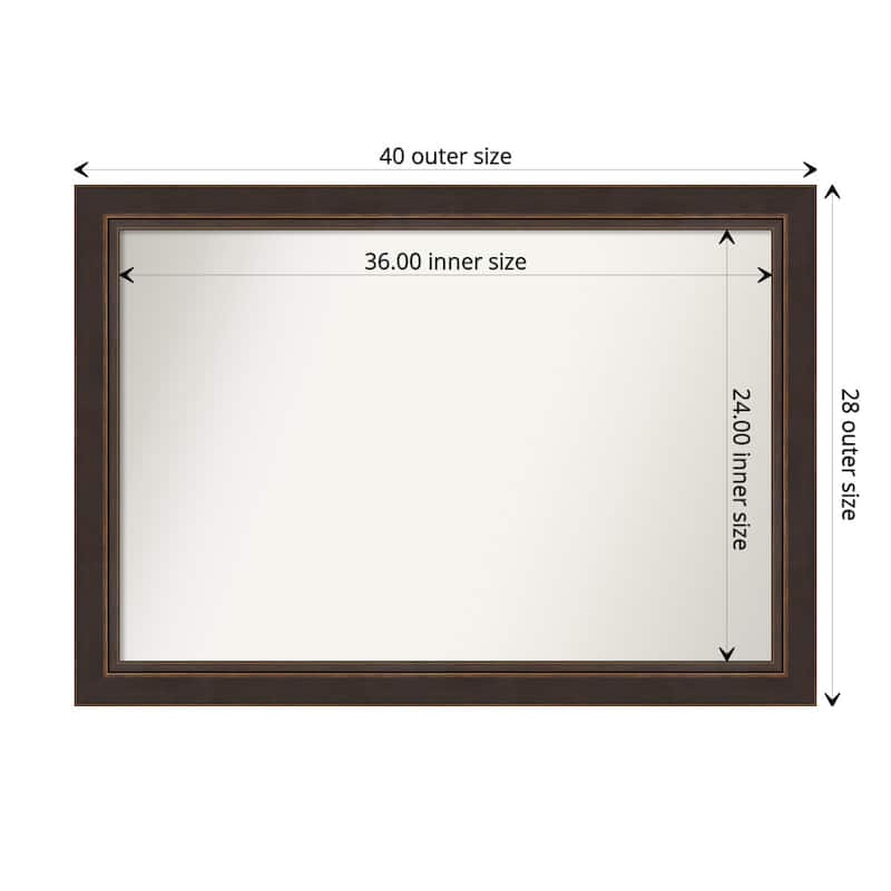 Non-Beveled Wood Wall Mirror - Lara Bronze Frame - Lara Bronze - 40 x 28 in